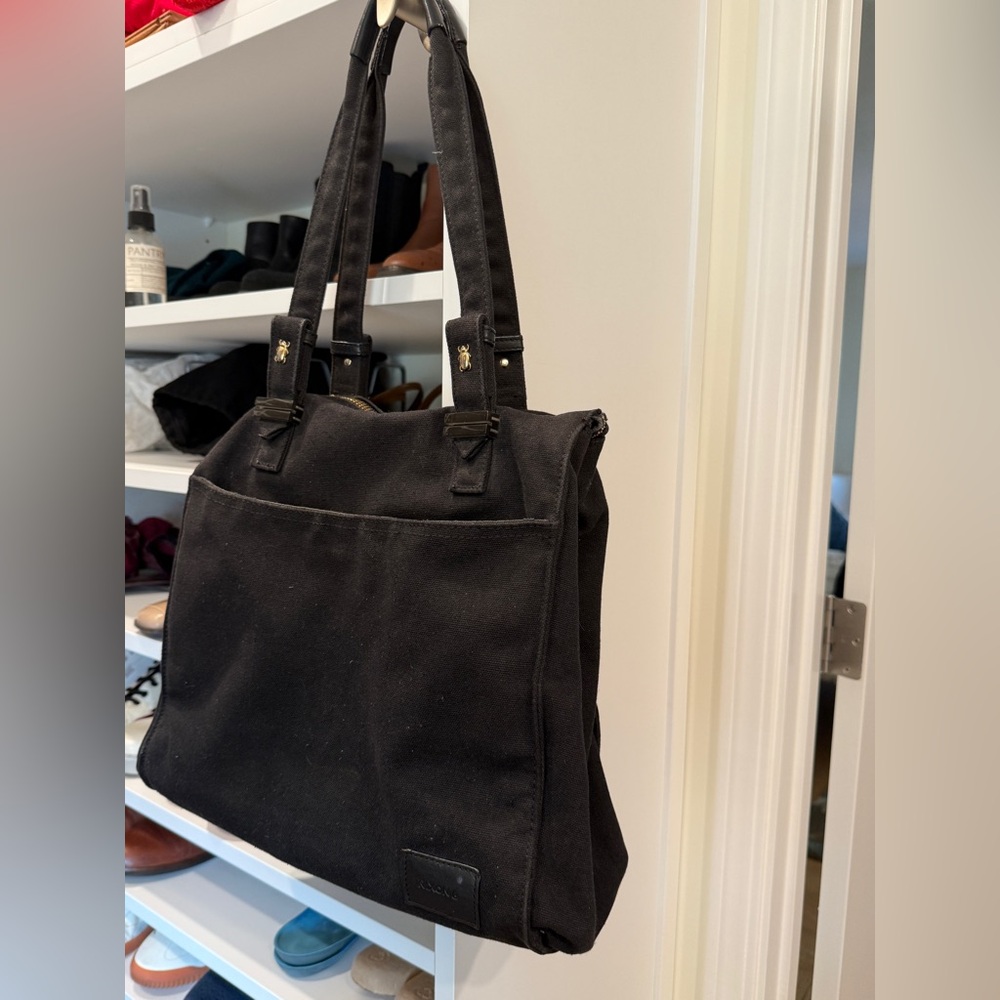 Nixon Tote Bag Women or Men Black, Cotton with Leather Accents